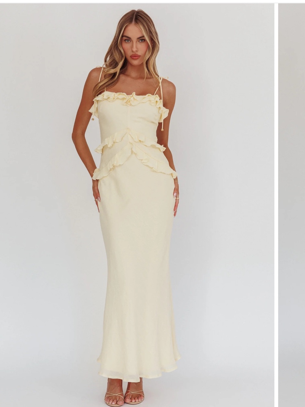 Saints & Secrets - On a Roll Frill Trim Dress Butter Yellow
